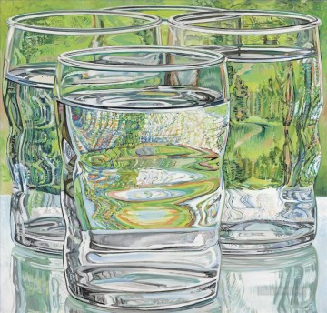 Fotorrealismo Naturaleza muerta Painting - skowhegan vasos de agua realismo JF bodegón